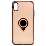 Wholesale iPhone X (Ten) 360 Neon Rotating Ring Stand Hybrid Case with Metal Plate (Rose Pink)